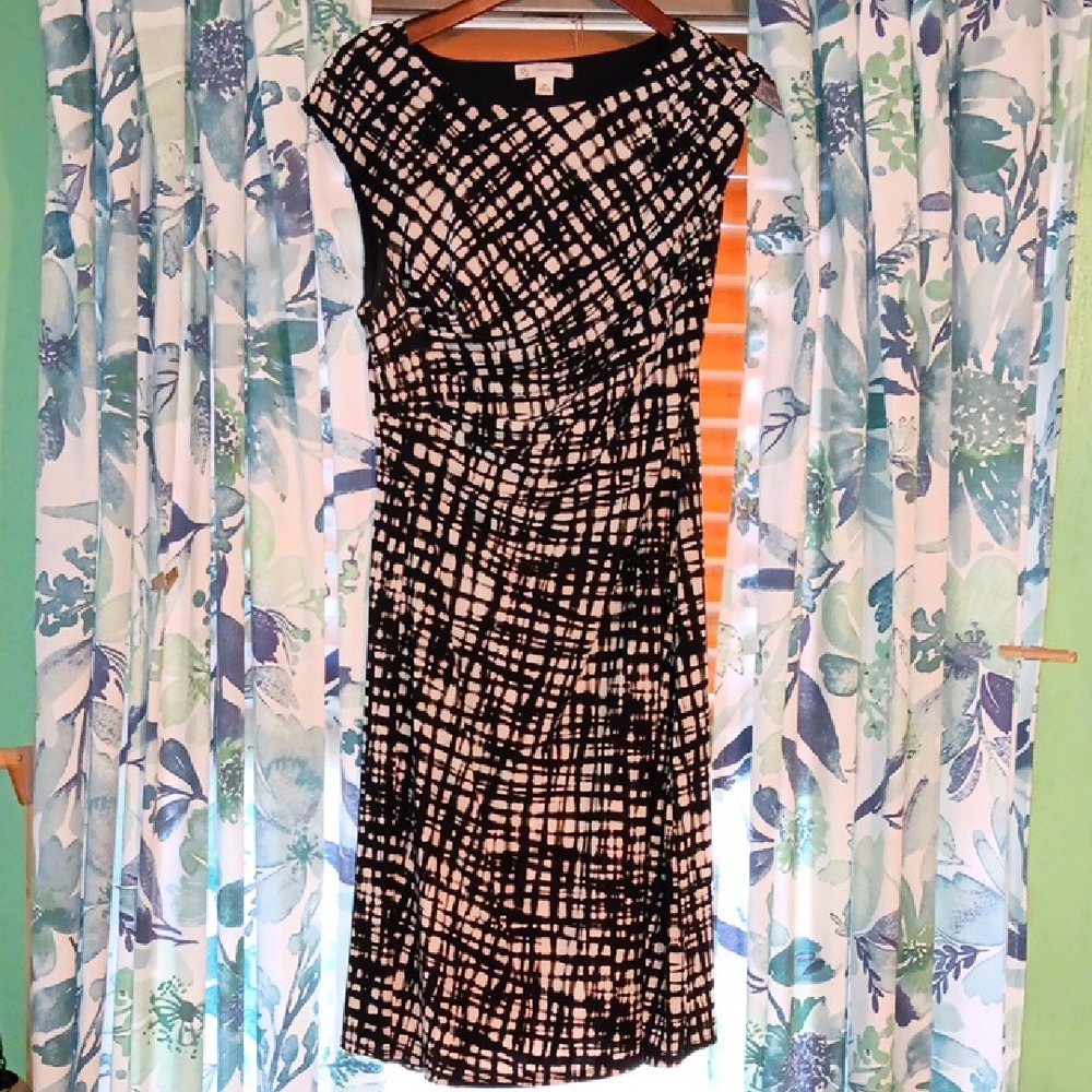 Elegant Black and White Midi Dress